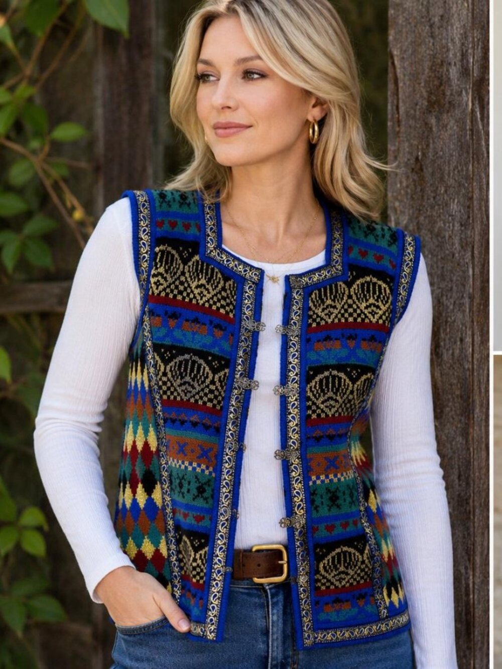 Vrikke Irene Haugland Zahl 100% Wool Norwegian Folk Art Vest S Colorful Nordic S